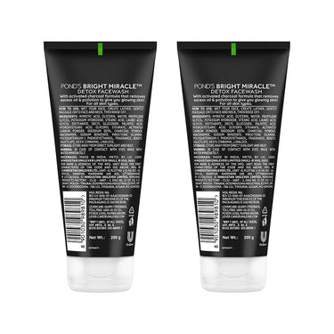 POND's  Ponds Bright Miracle Detox Facewash With 10X Power Of Charcoal, 200Gm (Pack Of 2)